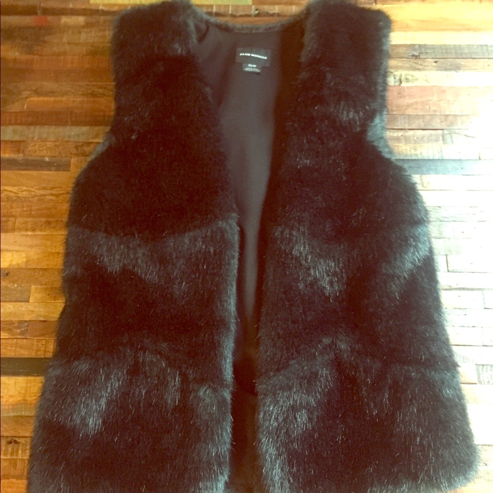 Dark Green Faux Fur Club Monaco Vest